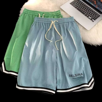 Krepšinio šortai, Ice Silk audinys greitai džiūstantis, vasaros kvėpavimas sporto stiliui, tiesus kirpimas, mikroelastinis poliesterio mišinys