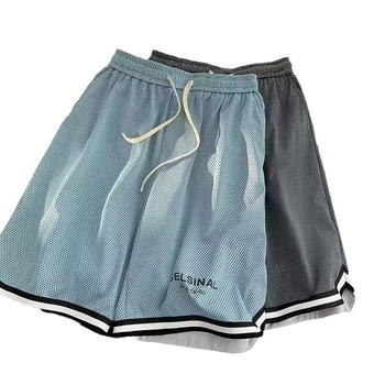 Krepšinio šortai, Ice Silk audinys greitai džiūstantis, vasaros kvėpavimas sporto stiliui, tiesus kirpimas, mikroelastinis poliesterio mišinys