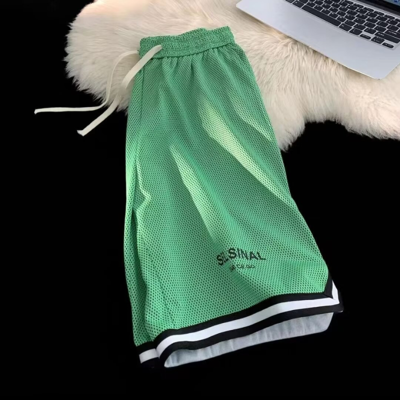 Krepšinio šortai, Ice Silk audinys greitai džiūstantis, vasaros kvėpavimas sporto stiliui, tiesus kirpimas, mikroelastinis poliesterio mišinys