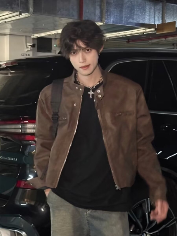 Jakna u korejskom stilu, od poliesterskih vlakana, s reverom i zatvaračem, za proljeće.