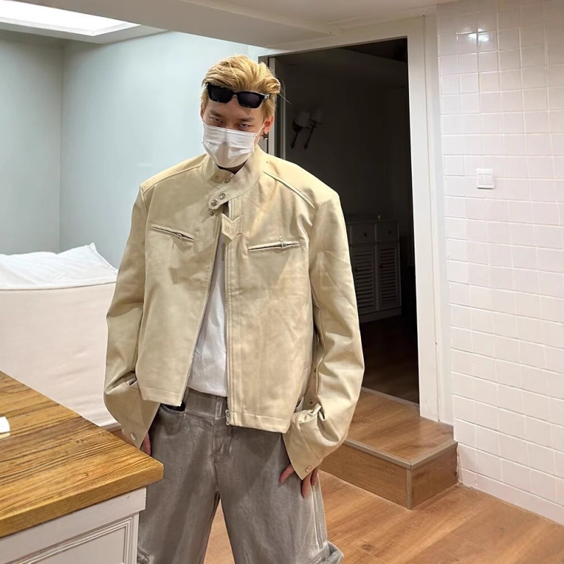 Jakna u korejskom stilu, od poliesterskih vlakana, s reverom i zatvaračem, za proljeće.