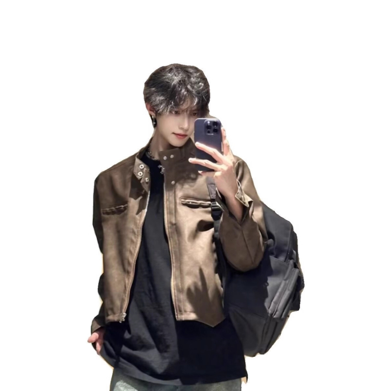 Jakna u korejskom stilu, od poliesterskih vlakana, s reverom i zatvaračem, za proljeće.