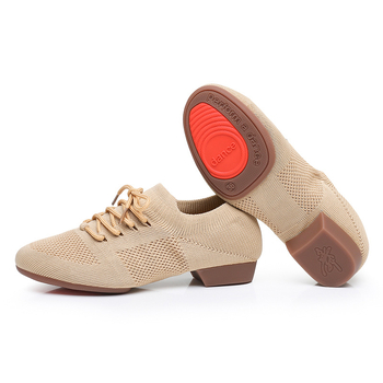 Moterų šokių bateliai kvadratiniam šokiui, tinklinė viršutinė dalis, kvėpuojantys, tinkami baletui ir šokių judesiams