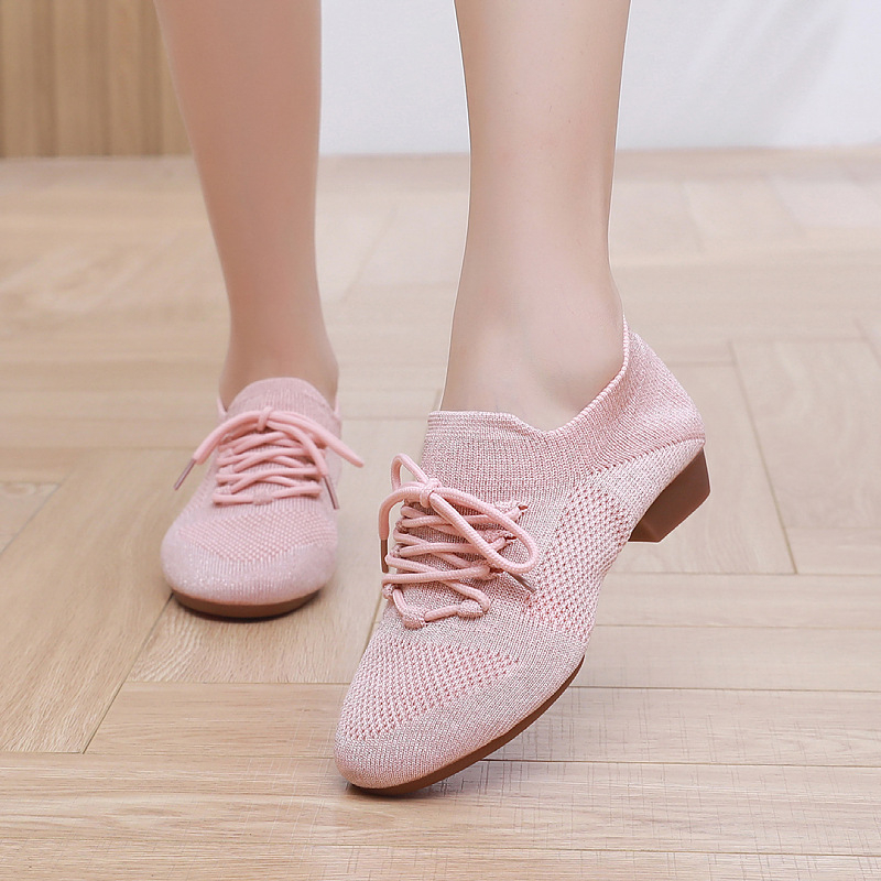 Moterų šokių bateliai kvadratiniam šokiui, tinklinė viršutinė dalis, kvėpuojantys, tinkami baletui ir šokių judesiams