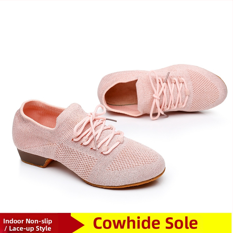 Moterų šokių bateliai kvadratiniam šokiui, tinklinė viršutinė dalis, kvėpuojantys, tinkami baletui ir šokių judesiams