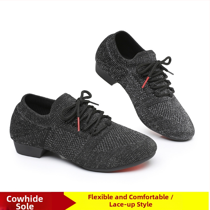 Moterų šokių bateliai kvadratiniam šokiui, tinklinė viršutinė dalis, kvėpuojantys, tinkami baletui ir šokių judesiams