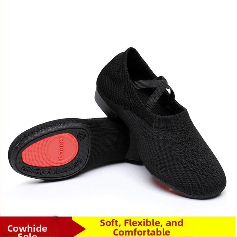 Moterų šokių bateliai kvadratiniam šokiui, tinklinė viršutinė dalis, kvėpuojantys, tinkami baletui ir šokių judesiams