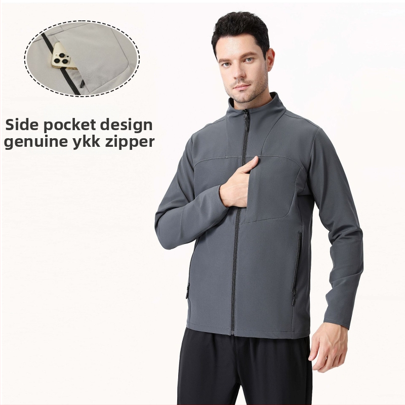 Meeste soft shell kardigan-stiilis jakk – hingav, veekindel, tuulekindel, kulumiskindel polüester kangas