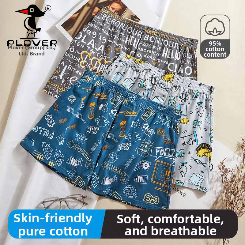 Vīriešu kokvilnas bokseršorti, vidējā josta, adīts audums, 95-100% kokvilna, ziedu vai grafiti raksts