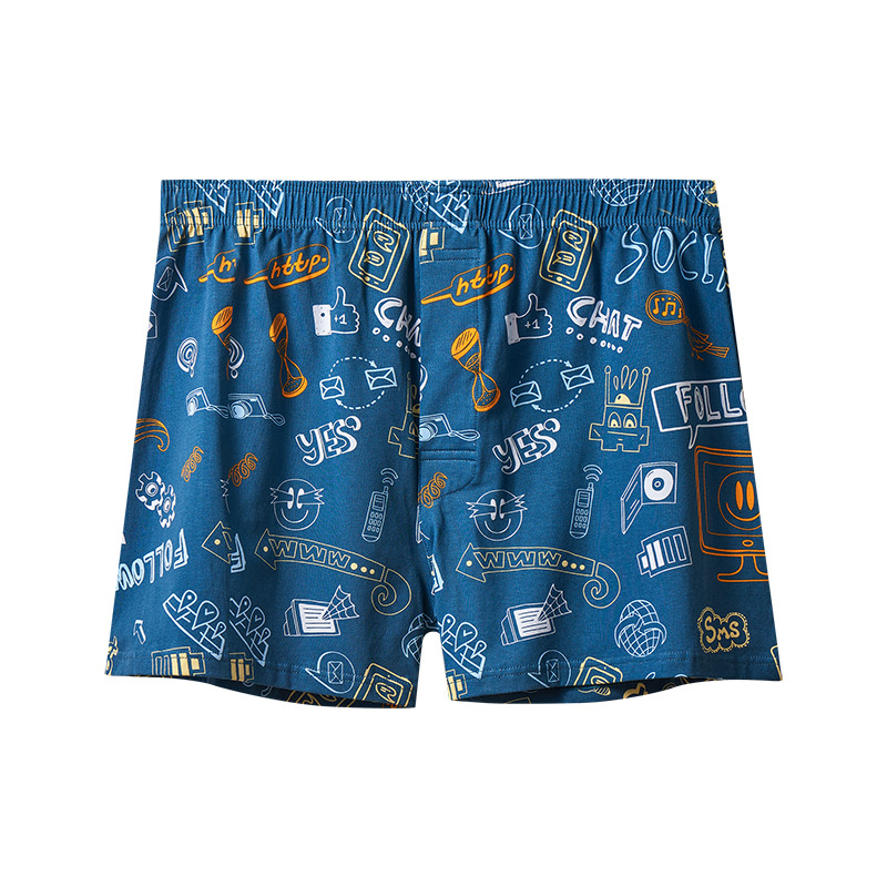 Мъжки памучни боксерки, средна талия, плетена материя, 95-100% памук, модел с флорален принт или графити