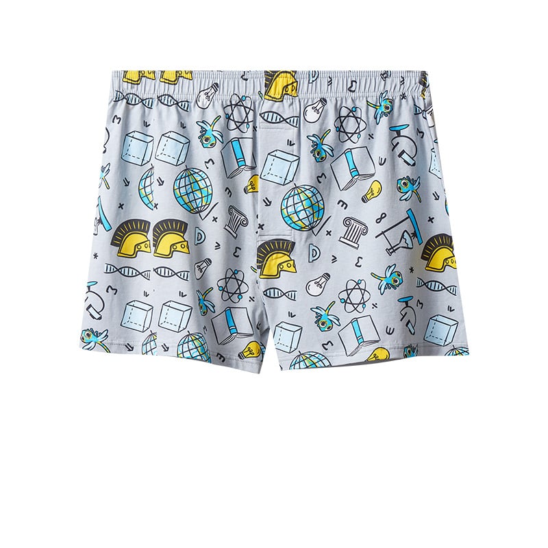 Мъжки памучни боксерки, средна талия, плетена материя, 95-100% памук, модел с флорален принт или графити