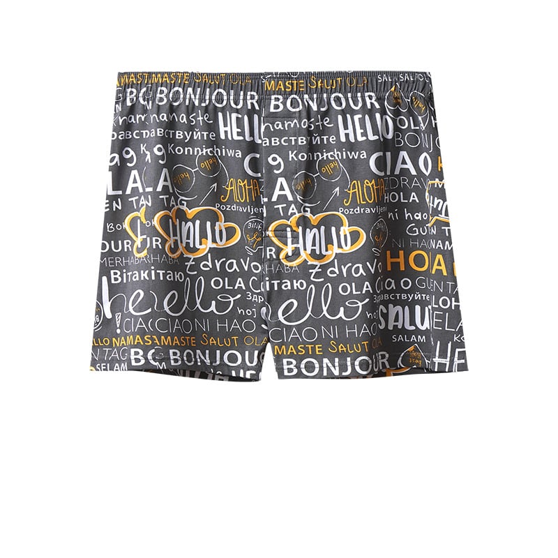Мъжки памучни боксерки, средна талия, плетена материя, 95-100% памук, модел с флорален принт или графити