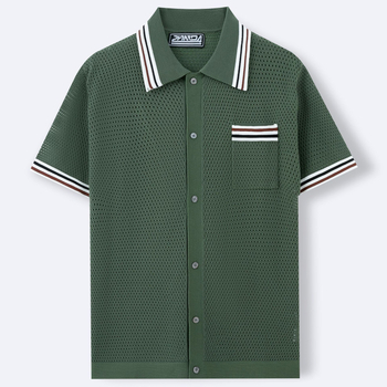 Поло риза с къс ръкав, райета, Ice Silk плат, 100% вискоза, за лято, свободно време