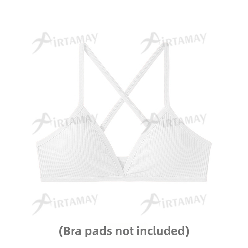 Belaidė medvilninė liemenėlė jogai su nuimtomis kvėpuojančiomis kryžminėmis petnešomis, 95% medvilnė