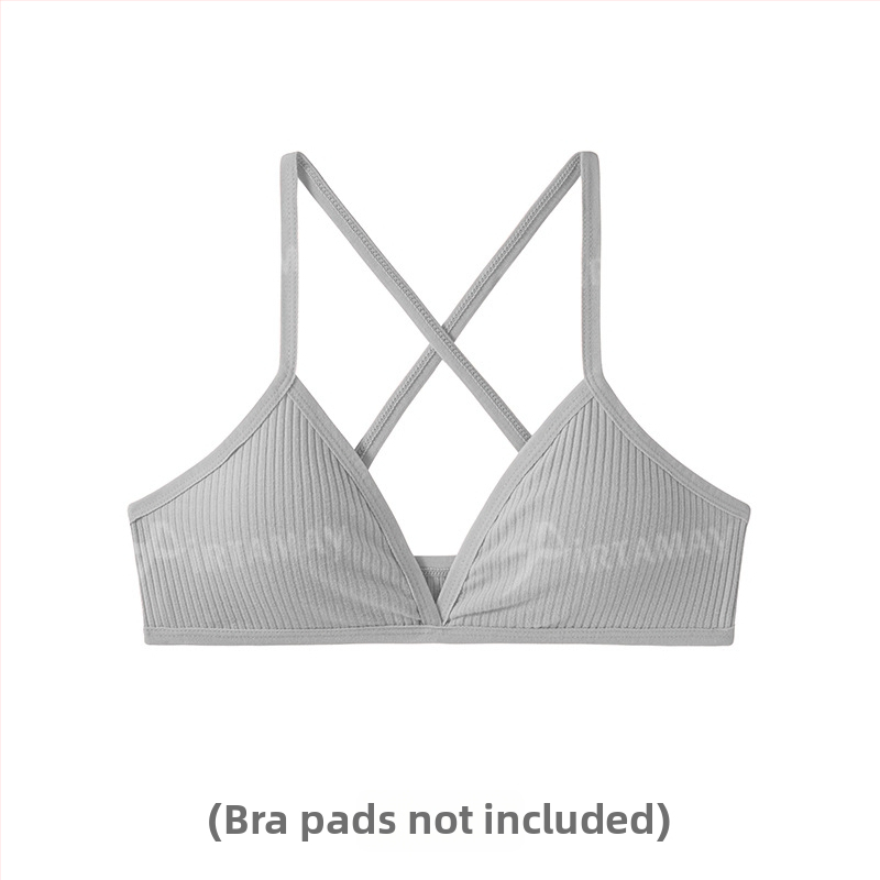 Belaidė medvilninė liemenėlė jogai su nuimtomis kvėpuojančiomis kryžminėmis petnešomis, 95% medvilnė