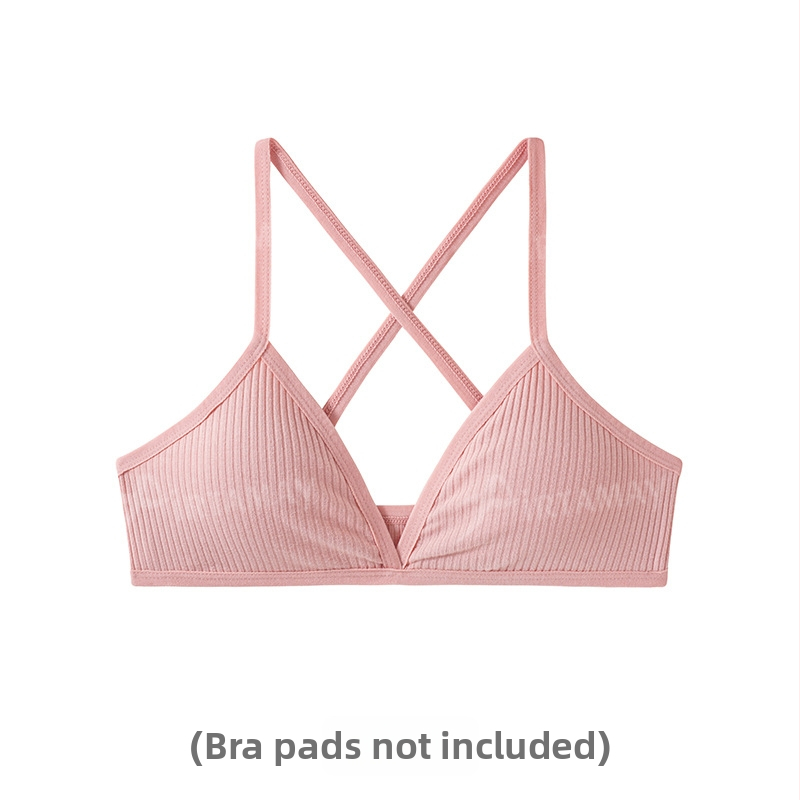 Belaidė medvilninė liemenėlė jogai su nuimtomis kvėpuojančiomis kryžminėmis petnešomis, 95% medvilnė