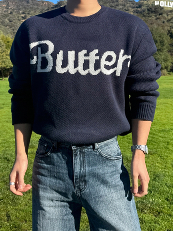 Pleteni džemper s okruglim izrezom, slobodan kroj, korejski stil, dugi rukavi, mješavina vlakana: akril/poliester/nylon