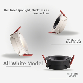 Pinton ultra plonas LED downlight su aliuminio korpusu, įmontuotas lubų šviestuvas, 220V, CRI ≥ 90