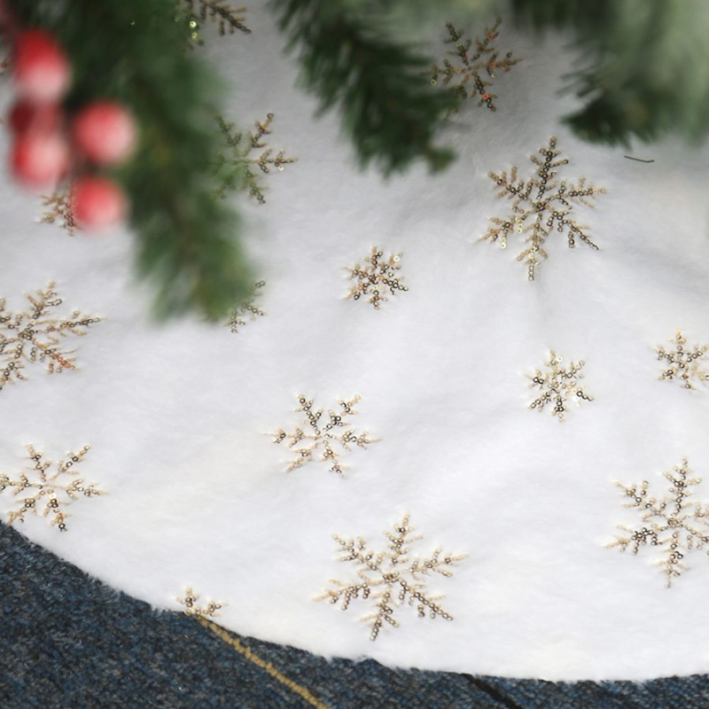 Κάλυμμα για χριστουγεννιάτικο δέντρο με παγιέτες και βελούδινο χνουδωτό σχέδιο χιονονιφάδας, ύφασμα, κινεζικό στυλ, Χριστούγεννα, IP μη εξουσιοδοτημένο