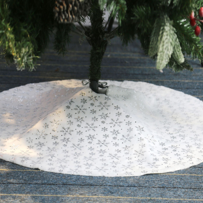 Κάλυμμα για χριστουγεννιάτικο δέντρο με παγιέτες και βελούδινο χνουδωτό σχέδιο χιονονιφάδας, ύφασμα, κινεζικό στυλ, Χριστούγεννα, IP μη εξουσιοδοτημένο
