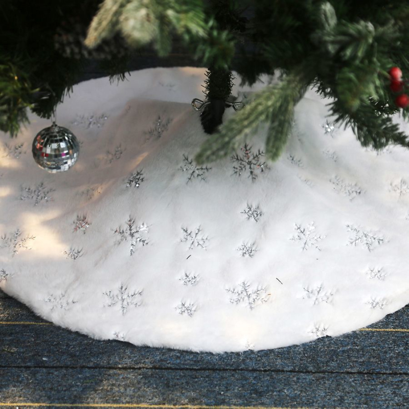 Κάλυμμα για χριστουγεννιάτικο δέντρο με παγιέτες και βελούδινο χνουδωτό σχέδιο χιονονιφάδας, ύφασμα, κινεζικό στυλ, Χριστούγεννα, IP μη εξουσιοδοτημένο