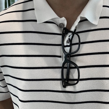 ASCLO Raštuotos akrilo puloveriniai marškinėliai su polo apykakle, trumpomis rankovėmis, laisvas kirpimas