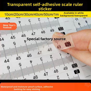 Pašlīmējošs caurspīdīgs lineāls ar centimetru skalu, ūdensizturīga uzlīme