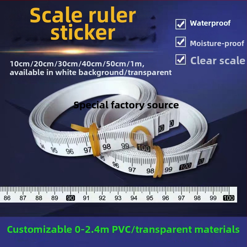 Savarankiškai lipnus skaidrus liniuotė su centimetro skale, atsparus vandeniui lipdukas
