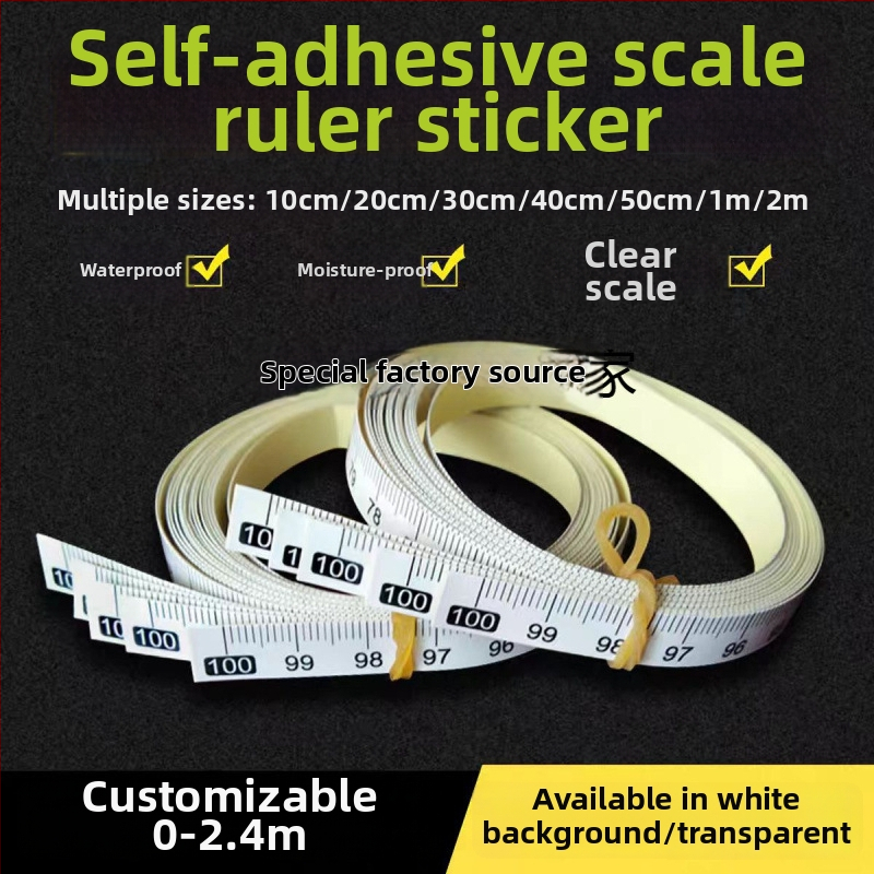 Savarankiškai lipnus skaidrus liniuotė su centimetro skale, atsparus vandeniui lipdukas