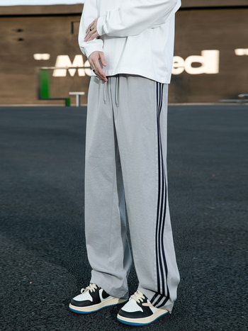 Ανδρικά παντελόνια με ρίγες από πολυεστέρα, κατάλληλα για άνοιξη, καλοκαίρι και φθινόπωρο