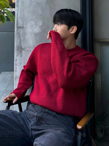 MYQ muški džemper s okruglim izrezom, opuštenog kroja, korejski stil, topla pletenina od acryl/poliester/nylon smjese
