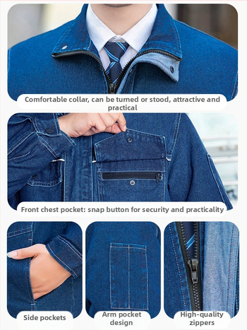 Žieminis darbinis švarkas iš 100% medvilnės, atsparus dėvėjimui ir nešvarumams, su nuimamais fliso pamušalu, skirtas suvirintojams ir logistikos darbuotojams