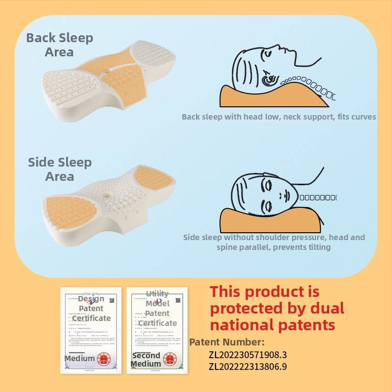 Steano lateksinė pagalvė su drugelio forma, natūralus lateksas >90%, pritaikomas apdorojimas, tinkama visoms sezonoms suaugusiems