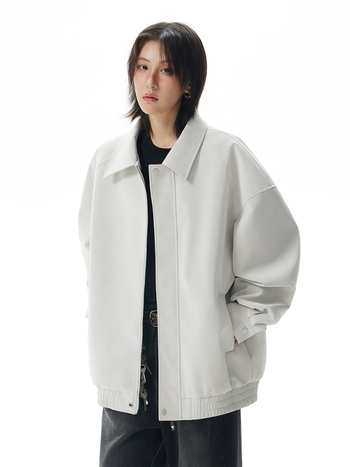 Seegave ανδρικό PU δερμάτινο σακάκι με πέτο γιακά, φερμουάρ, άνετη γραμμή, επένδυση πολυεστέρα