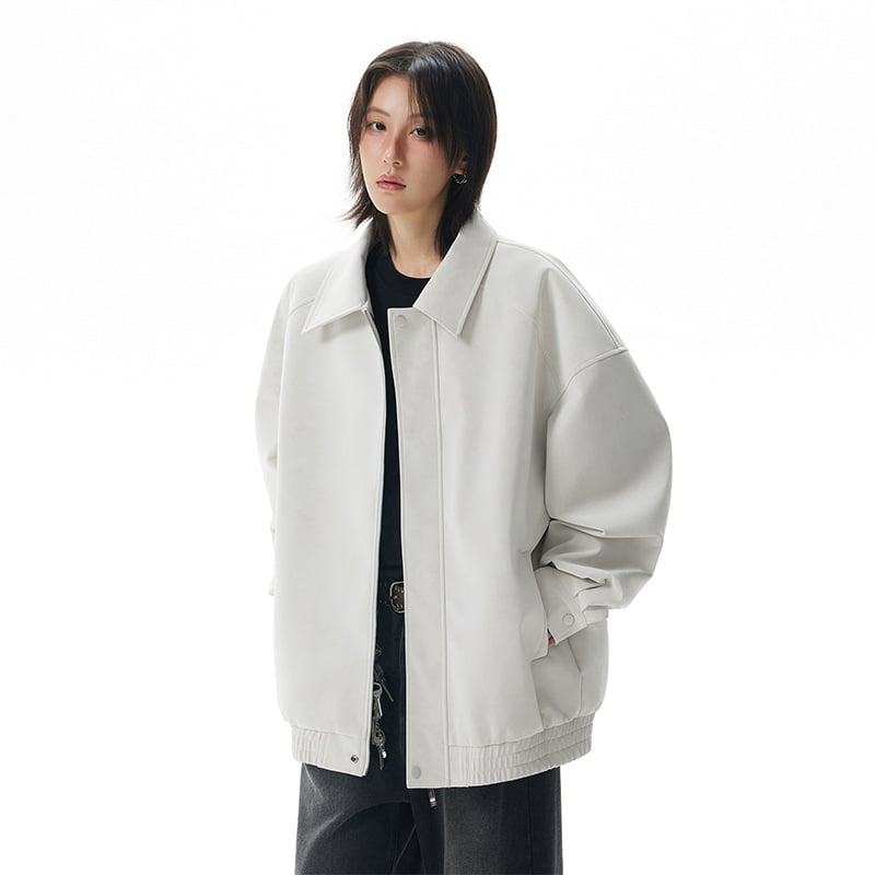 Seegave ανδρικό PU δερμάτινο σακάκι με πέτο γιακά, φερμουάρ, άνετη γραμμή, επένδυση πολυεστέρα