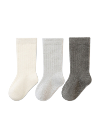 Gyerek zokni középső lábszárig – fleece-bélelt, vastag és meleg, kétoldalas bársonyos felület, uniszex 1–3 éveseknek, Tél 2025