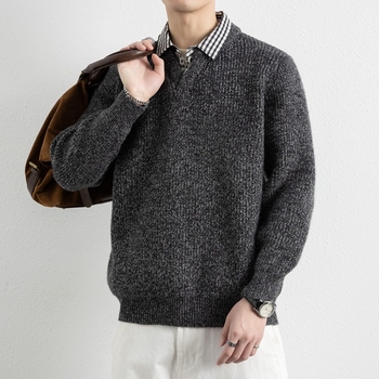 Muški pleteni džemper s kapuljom, slobodan kroj, dugi rukavi, akrilna smjesa, zimska odjeća