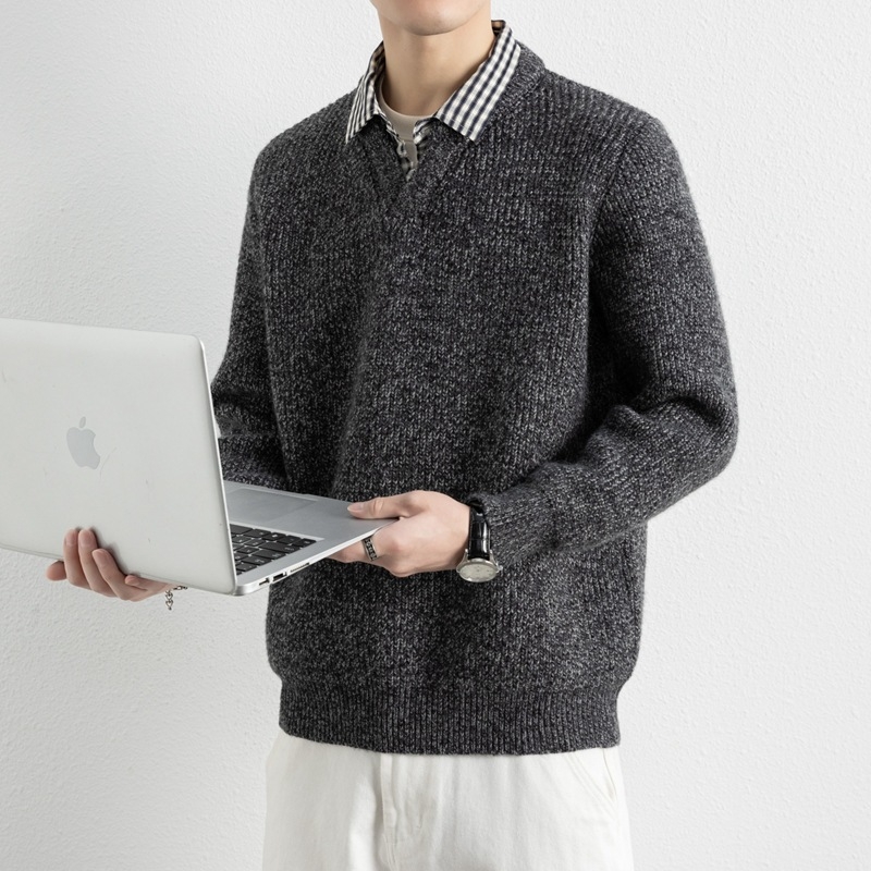 Muški pleteni džemper s kapuljom, slobodan kroj, dugi rukavi, akrilna smjesa, zimska odjeća