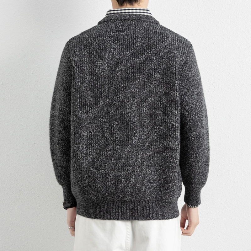 Muški pleteni džemper s kapuljom, slobodan kroj, dugi rukavi, akrilna smjesa, zimska odjeća