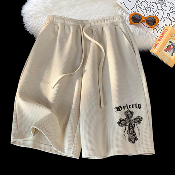 Korėjos stiliaus, 100% poliesteris, vaflių tekstūra, laisvi šortai vasarai