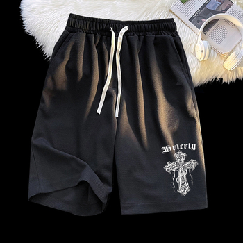 Korėjos stiliaus, 100% poliesteris, vaflių tekstūra, laisvi šortai vasarai