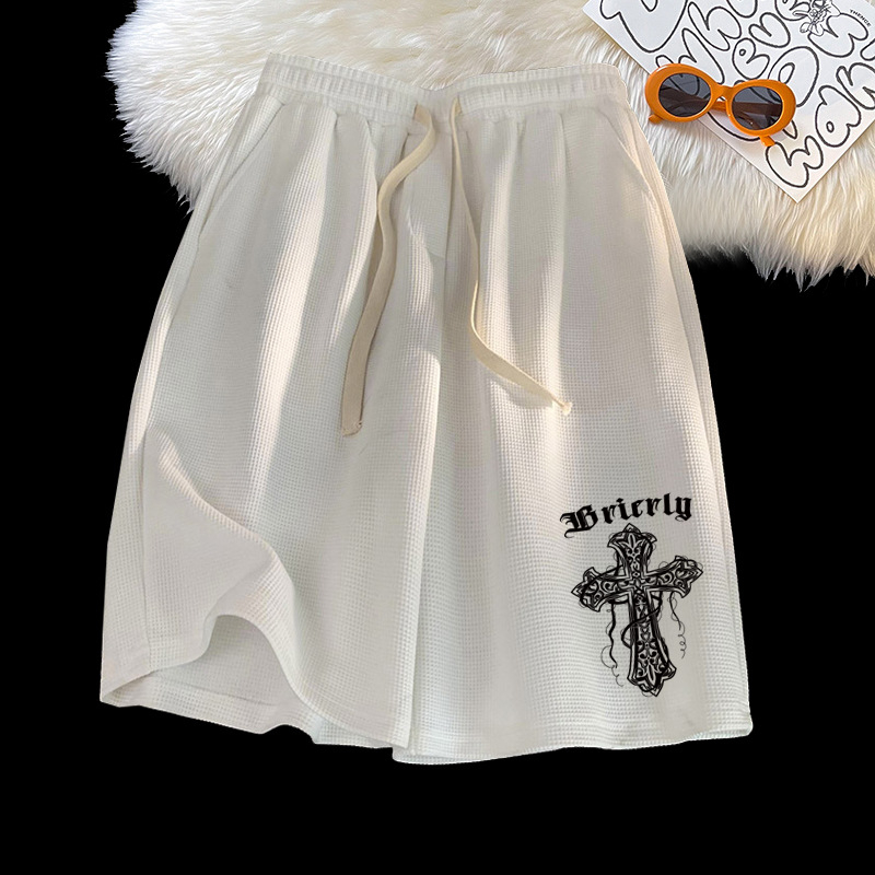 Korėjos stiliaus, 100% poliesteris, vaflių tekstūra, laisvi šortai vasarai