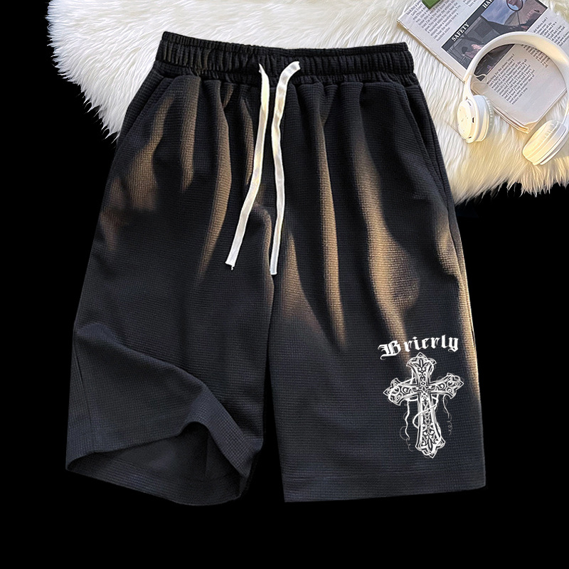 Korėjos stiliaus, 100% poliesteris, vaflių tekstūra, laisvi šortai vasarai