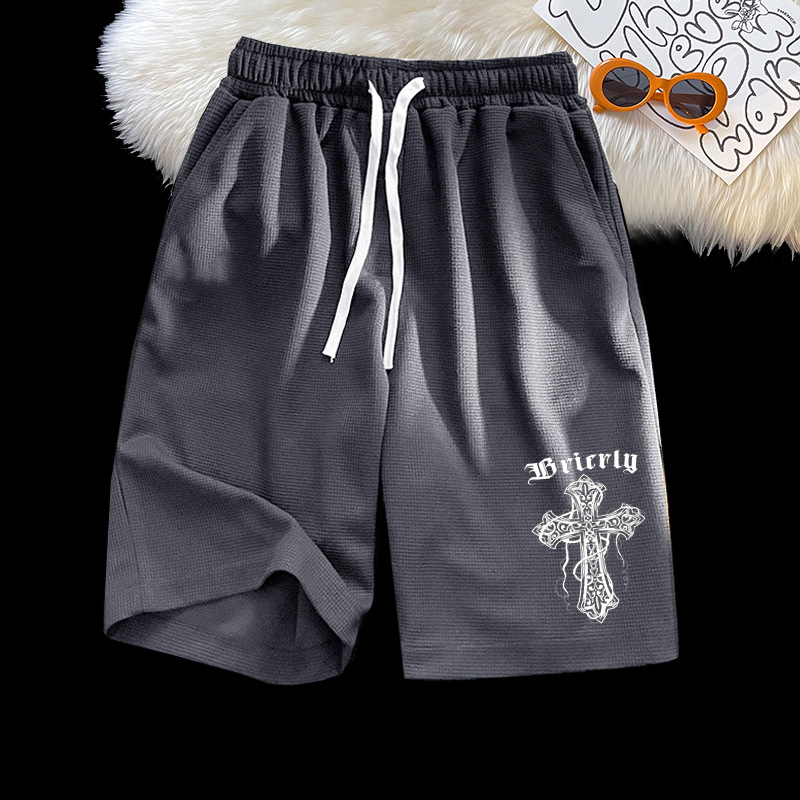 Korėjos stiliaus, 100% poliesteris, vaflių tekstūra, laisvi šortai vasarai