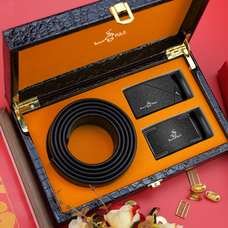 Paul Light Luxury мъжки колан с крокодилски модел и автоматична катарама – катарама от сплав, ръчна изработка, етно/екзотичен стил