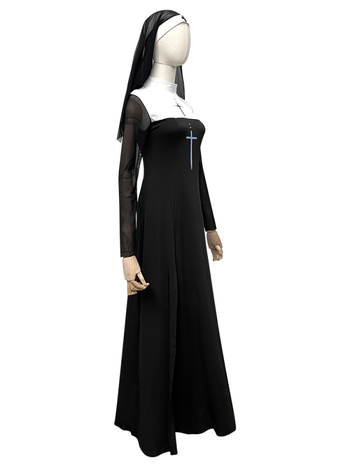 Halloween suaugusiųjų seksuali vienuolės cosplay kostiumas – moterims 18–24 metų, poliesteris, 70-80% sudėtis, ruduo 2025