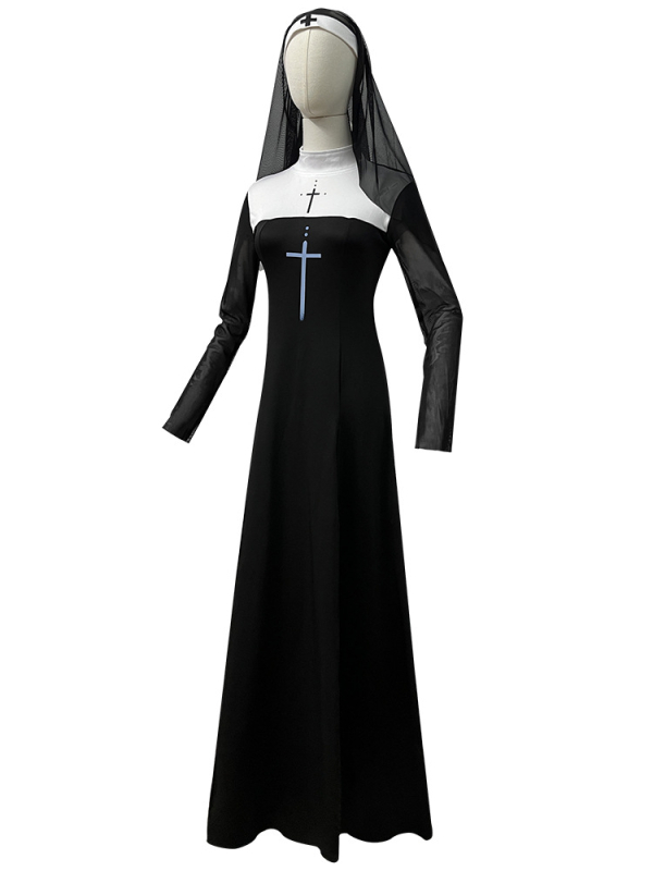 Halloween suaugusiųjų seksuali vienuolės cosplay kostiumas – moterims 18–24 metų, poliesteris, 70-80% sudėtis, ruduo 2025