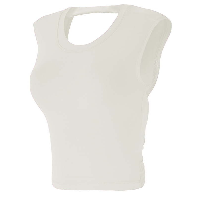 Moterų vieno gabalo sportinis liemenėlis su formuotais 3/4 kaušeliais, nailono mišinio audinys, fiksuoti dvigubi petnešos, tinkamas jogai ir treniruotėms