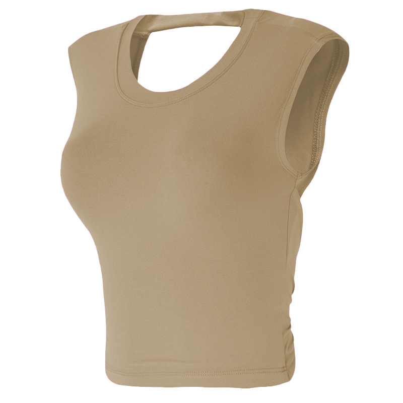 Moterų vieno gabalo sportinis liemenėlis su formuotais 3/4 kaušeliais, nailono mišinio audinys, fiksuoti dvigubi petnešos, tinkamas jogai ir treniruotėms