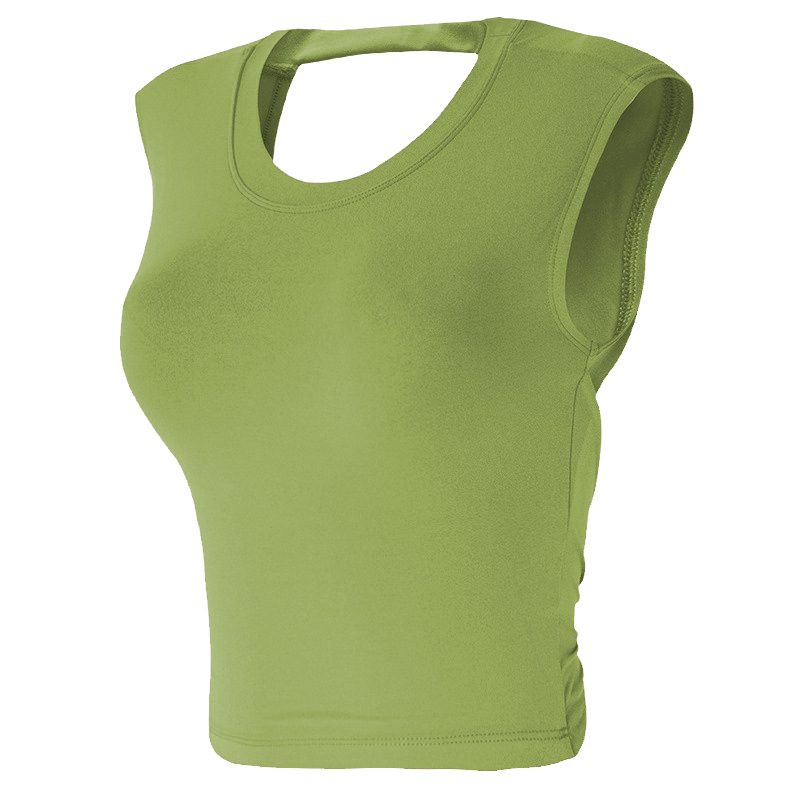 Moterų vieno gabalo sportinis liemenėlis su formuotais 3/4 kaušeliais, nailono mišinio audinys, fiksuoti dvigubi petnešos, tinkamas jogai ir treniruotėms